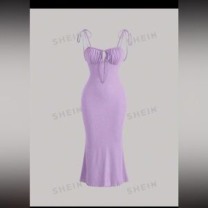 SHEIN MOD tie front ruched bust knot shoulder cami dress